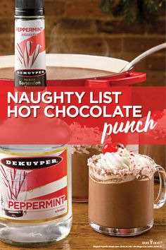 peppermint hot chocolate punch recipe with whipped cream