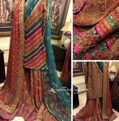 Colourful Gharara, Chattapatti Gharara, Pakistani Formal Dresses, Latest Bridal Dresses