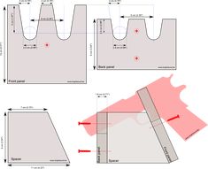 the diagram shows how to make a paper bag with measurements for each side and top