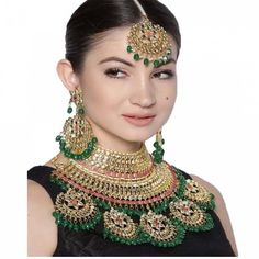 "Shipping through UPS courier and delivery time 8-10 working days depending on the destination A DAZZLING AND AN EXQUISITE 4 PIECE NECKLACE- SET in White and gold color PERFECT FOR BRIDES AND FORMAL OCCASIONS It is hand crafted by skilled artisans of India . STUNNING PIECE TO WEAR FOR FORMAL OCCASIONS AND WEDDINGS A MUST HAVE FOR THE BRIDE TO BE You will seldom find such ethnic piece It will razzle and dazzle at any party where you wear it . Inspired by Sabyasachi Jewelry Beautifully elegant nec Jodha Akbar, Kundan Jewellery Bridal, Sabyasachi Jewellery, Kundan Choker, Pearls Jewelry, Wedding Designer, Bollywood Wedding, Pearl Jewelry Sets, Set Jewelry