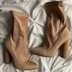 These Are Brand New Never Worn In Box Trendy Beige Mid-calf Boots With High Ankle, Trendy Beige Mid-calf High Ankle Boots, Beige Boots With Padded Heel, Fitted Beige Boots With Padded Heel, Fitted Beige Synthetic Boots, Beige Fitted Mid-calf Boots With High Ankle, Fitted Beige Mid-calf Boots With High Ankle, Fitted Beige Mid-calf High Ankle Boots, Beige High Heel Boots With Reinforced Heel