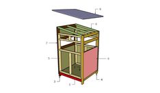 an image of a wooden shelf with measurements for the top and bottom shelves on it