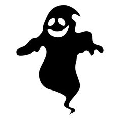 a black and white silhouette of a ghost with its arms out in front of the viewer