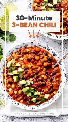 This 3-bean chili is a quick, easy, and healthy meal that�’s perfect for busy weeknights! Packed with flavor and nutritious ingredients, it’s vegan and gluten-free, making it a great option for a variety of dietary preferences. Enjoy a hearty, comforting dish with minimal effort! Vegan 3 Bean Chili, 3 Bean Chili, Easy Vegan Chili, Best Vegan Chili, Vegan Chili Recipe, Crockpot Chili, Chili Recipe Easy, Bean Chili, Vegan Chili