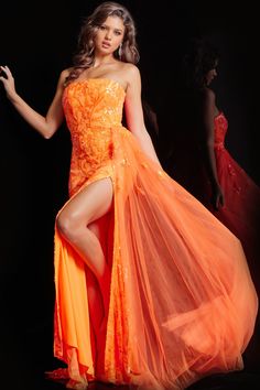 Indulge in the exquisite elegance of the Jovani 26134 dress from the Spring 2024 collection. Elevate your style with this captivating masterpiece. Elegant Orange Gown With Fitted Bodice, Orange Floor-length Dress For Gala, Orange Prom Dress, Sheath Prom Dress, Champagne Formal Dresses, Printed Prom Dresses, Formal Prom Dresses Long, Light Blue Prom Dress, Jovani Prom