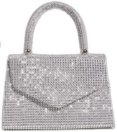 Silver Top Handle Evening Bag For Wedding, Silver Top Handle Bag For Wedding, Silver Sparkling Bag For Gifts, Silver Sparkling Bags For Gifts, Glamorous Silver Sparkling Bag, Glamorous Sparkling Rectangular Bags, Glamorous Sparkling Silver Bags, Glamorous Rectangular Sparkling Bags, Glamorous Sparkling Bags For Gifts