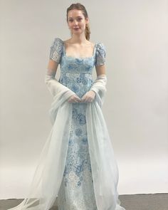 hannah dodd | francesca bridgerton | franchael | bridgerton | season 3 | franchaela Bridgerton Blue, 1800s Dresses, Hannah Dodd, Ball Costume, Welcome New Members, Regency Gown, Regency Era Fashion, Francescas Dresses, Regency Dress