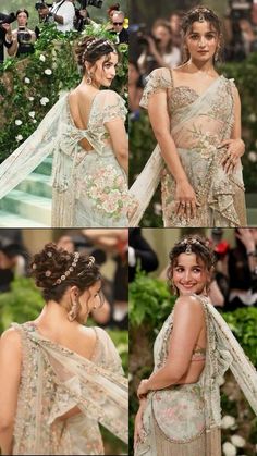 Alia Bhatt Traditional Look, Alia Met Gala, Alia Bhatt Met Gala Look Saree, Alia Bhatt Met Gala Hairstyle, Aalia Bhatt Saree, Alia Bhatt Wedding Looks, Alia Bhatt Style, Sabyasachi Designs