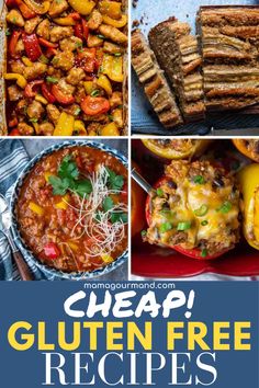 collage of cheap gluten free recipes Gluten And Dairy Free Meals, Cheap Gluten Free Meals, Cheap Gluten Free, Dairy Free Meals, Gluten Free Family Meals, Gluten Free Meals, Gluten Free Dinner Easy, Gluten Free Meal Plan, Gluten Free Lunch