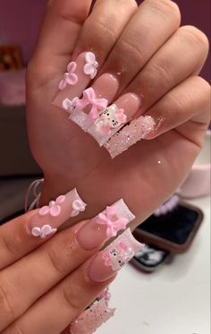 Clutter Nails, Quinceanera Nails, Kitty Nails, Hello Kitty Nails, Waste Of Time