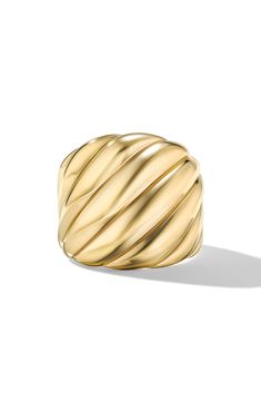 18-karat yellow gold. Ring, 20.7mm. Imported. Motif Design, Fine Rings, Yellow Gold Ring, David Yurman, Silver Diamonds, Cleaning Jewelry, Womens Jewelry Rings, Yellow Gold Rings, Bracelet Designs