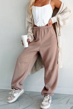 Comfort Is Luxury Oversized Jogger Sweatpants (Mocha) - NanaMacs Colorful Sweatpants, Cozy Sweatpants, Graphic Dress, Flying Monkey Jeans, Basic Dress, Denim Coat Jacket, Fashion Joggers, Short Mini Dress, Jogger Sweatpants