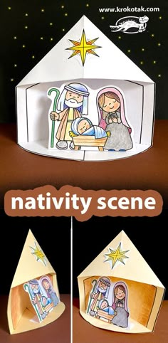 Nativity scene New Year Bible Crafts For Kids, Birth Of Jesus Crafts For Kids, Advent Art Projects, Jesus Christmas Crafts, Nativity Crafts For Kids, Nativity Printables, Scene Crafts