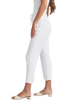 Keep it light and breezy in these drawstring-waist pants crafted with handy pockets and straight legs. 27" inseam, 14" leg opening, 12" front rise, 15" back rise (size Medium) 73% viscose, 27% lyocell Machine wash, tumble dry Imported Everyday Summer Sweatpants With Tapered Leg, Summer Tapered Leg Sweatpants For Everyday, Casual White Pull-on Pants, White Drawstring Bottoms Loosely Fitted Hips, White Bottoms With Drawstring And Loosely Fitted Hips, Everyday Spring Bottoms With Drawstring, White Casual Pull-on Bottoms, Casual White Pull-on Bottoms, Relaxed Straight Leg Pants With Drawstring