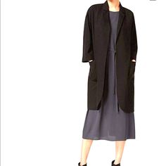 Please Check Out My Closet, Bundle To Get Discount Offer/Shipping And Cute Freebies Over $50,$100,$200 And More ^^ Msrp $398.00 Brand New With Tags, Eileen Fisher Black Woven Tencel Grain Long Jacket With Silk Lining. Notch Collar. Open Front. 3/4 Sleeves Drop Shoulders. Fully Lined. Lining 100% Silk Woven Tencel Grain, 100% Tencel Lyocell On The Tag: " A Fluid Weave With Subtle Pebbly Texture. Sophisticated And Versatile" Hand Wash, May Be Dry Cleaned Measurements, Approx. With The Fronts Side Chic Outerwear With Pockets For Layering, Black Blazer For Everyday Fall Wear, Everyday Black Blazer For Fall, Versatile Spring Outerwear For Daywear, Elegant Everyday Long Sleeve Outerwear, Elegant Long Sleeve Everyday Outerwear, Versatile Black Spring Outerwear, Versatile Long Sleeve Outerwear For Work, Versatile Black Outerwear For Spring