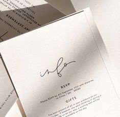 Wedding Invitations 
Details Card 
Hand Lettering Wedding Invitations Details, Wedding Invitation Layout, Luxury Invitation Design, Menu Signage, Wedding Invitation Stationary, Invitation Layout, Minimal Wedding Invitation, Fine Stationery, Luxury Invitation