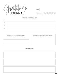 a printable journal with the words, grateful journal and an image of a woman's face