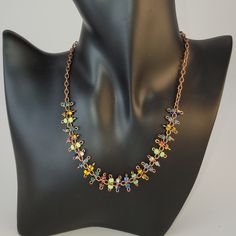 Multicolor Czech Glass Jewelry For Party, Multicolor Czech Glass Party Jewelry, Multicolor Metal Necklace With Adjustable Chain, Colorful Metal Necklace As A Gift, Colorful Metal Necklaces As Gift, Colorful Metal Necklaces For Gifts, Multicolor Metal Chain Necklace As A Gift, Multicolor Metal Chain Necklace For Gifts, Multicolor Glass Costume Jewelry Necklaces