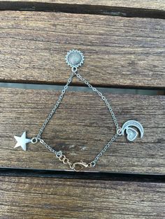 charm bracelet is adjustable Moon Sun Star, Star Charm Bracelet, Moon Sun, Charm Necklaces, Star Charms, Arm Band, Charm Necklace, Labour Day, Charms