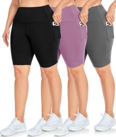 PRICES MAY VARY. ✅2 DEEP SIDE POCKETS - NEW YOUNG Womens yoga shorts feature with two side pockets,pockets are really deep and they won't look bloated that have enough room for a smart phone,key,card etc.. ✅PLUS SIZE SHORTS - Various Sizes up to 4X, Plus + Curve Fashion: Calling all curvy ladies!Our plus size biker shorts range sizes from X-Large to 4X-Large, offering maximum comfort and a flattering fit. Perfect for different women's shapes, including pregnant women, which will be a better choi Plus Size Biker Shorts, Womens Yoga, Plus Size Workout, Curve Fashion, Maternity Pants, Plus Size Pants, Womens Tights, Plus Size Shorts, Cute Shorts