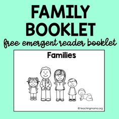 a family book with the title free emerge reader booklet families