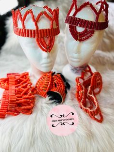 African coral bead head crown(Tiara)/shoulder cape blouse/earrings/ beaded gloves. Native Ileke, Edo/Igbo bridal set. Royal Bridal Olori faux Coral Beads Crown. Bridal crown.  Coral Beaded Cape Blouse- Basket style Nigerian Bride, Edo Brides, Igbo  bride, African Bride. African Wedding Coral Beads Set for Nigerian Bride, Edo Brides. African jewelry set, Nigerian bridal accessories.  The head crown is made with elastic to stretch to fit all head sizes.  Hand Made.  Buying Options:   * Shoulder Ca Beads Crown, Edo Brides, Beaded Gloves, Wedding Coral, Igbo Bride, Cape Blouse, Beaded Cape, Nigerian Bride, Head Crown