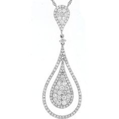 Royal Celestial 14K White Gold Diamond Pendant - 1.52 Carat Total Diamond Weight Timeless Elegant Pendant Jewelry, Celestial White Gold Jewelry With Brilliant Cut, Elegant Diamond Drop Jewelry, Celestial Wedding Jewelry With 17 Jewels, Timeless Drop Cubic Zirconia Jewelry, Celestial Style Jewelry With Brilliant Cut For Anniversary, Celestial Jewelry With Brilliant Cut For Anniversary, Timeless Teardrop Pendant Jewelry With Diamond Accents, Luxury Pave Set Drop Jewelry