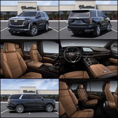 four different views of the interior of a luxury vehicle, including an suv and a truck