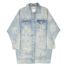 ZARA Trafaluc Distressed Forbidden To Forbid Denim Jacket Blue Womens M Wholesale Shoes, Cardigan Coat, Active Wear Tops, Coat Dress, Board Shorts, Denim Pants, Denim Dress, Jacket Dress