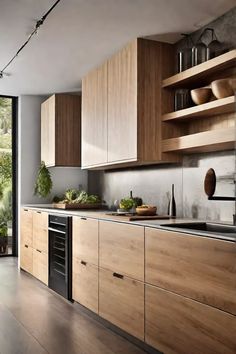 Light Wood Contemporary Kitchen, Kitchen Countertops Colors, Kitchen With Light Wood Cabinets, Modern Walnut Kitchen, Colorado Kitchen, Modern Wooden Kitchen, Miele Kitchen, Modern Wood Kitchen, Kitchen Cabinetry Design