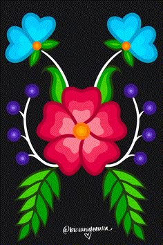 Blue/Pink Floral Tattoo Token - Bizaanide'ewin Ojibwe Flower Pattern, Ojibwe Floral Design Beadwork, Ojibwe Beadwork Patterns, Ojibway Floral Patterns, Ojibwe Floral Design Patterns, Pink Floral Tattoo, Native American Flowers, Ojibwe Tattoo, Native Bead Work