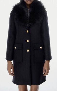 Great Shopping ZARA WOOL BLEND COAT WITH FAUX FUR COLLAR BLACK AW23 SIZES XS-XXL REF. 8571/744, Clothing Luxury Formal Outerwear With Faux Fur Trim, Chic Fall Wool Coat With Faux Fur Lining, Luxury Fall Fur Coat With Faux Fur Trim, Luxury Fur Coat With Faux Fur Trim For Fall, Fur Coat With Faux Fur Lining For Work, Long Fur Coat With Faux Fur Trim For Work, Long Fur Coat With Faux Fur Trim, Designer Long Sleeve Pea Coat For Winter, Winter Wool Coat With Faux Fur Trim