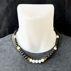 ► ► If you are looking for a Genuine Choker Necklace, this product is for you! ► Size and details: ► ► Necklace Designed with stainless steel rope. Not parachute rope or fishing rod! It is extra durable and AAA quality. ► ► The necklace is designed with 8mm White Howlite stones, 8mm Black Onyx stones and 6mm Gold Hematite stones. ► ► The choker necklace you see in the pictures is designed with 8mm Howlite, 8mm Onyx and 6mm Hematite beads.   ► ► The necklace you see in the pictures is 16 inches. White Stone Necklace, White Choker Necklace, Howlite Necklace, White Choker, Surfer Necklace, Howlite Stone, Unisex Necklace, White Howlite, Crystal Choker