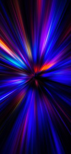 an abstract background with blue, red and yellow lights in the center on a black background