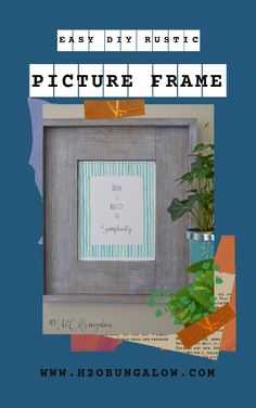 an old frame with some plants in it and the words picture frame on top of it