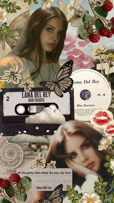 a collage of various images and pictures with the words lana del ray on it