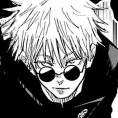 an anime character with glasses and a black jacket on, looking over his shoulder at the camera