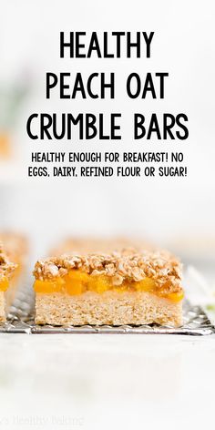 healthy peach oat crumble bars with text overlay