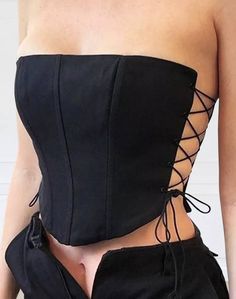 Corset Black, Diy Fashion Clothing, Fashion Design Drawings, Black Corset, Summer Outfits Women, Fashion Set, Black Tie