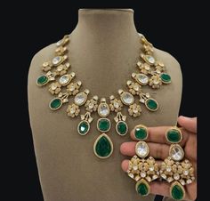 Designer Festive Wedding Necklaces, Designer Wedding Necklaces For Festive Occasions, Festive Kundan Necklace With Cut Dana For Wedding, Designer Gold Kundan Necklace For Wedding, Designer Kundan Necklace For Weddings And Festivals, Sabyasachi Jewelry, Dark Emerald Green, Neck Pieces Jewelry, Sabyasachi Jewellery