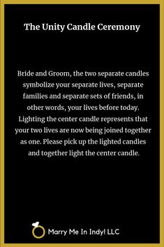 a poem written in black and gold with the words'the unty candle ceremony '