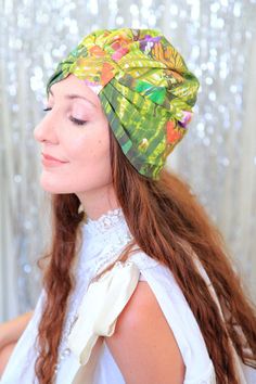 This wearable art fashion turban features exclusive fabric created from Mademoiselle Mermaid's flower photography!! Cotton jersey knit is super soft 'n lovely to wear and really comes to life in a gorgeous tropical butterfly print. A perfect hair turban for early morning meditations, art walks, film festivals, and leisurely weekend brunches. Tuck your hair up into it for a 1920's take on the item, or let your hair fall loose for a more bohemian vibe. ...Add a sparkly rhinestone jewel for a glamo Morning Meditations, Tropical Butterfly, Fashion Turban, Wrap Fashion, Wearable Art Fashion, Film Festivals, Hair Turban, Art Walk, Turban Hat