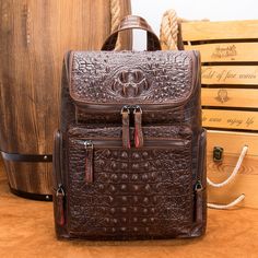 Shop at Crocodile Wear | Alligator Pattern Cow Leather Zipper Softback Flap Backpack Designer Backpack Purse, Black Bookbag, Bag For Books, Backpack Purses, Leather Laptop Backpack, Flap Backpack, Crocodile Pattern, Leather Laptop, Business Bag