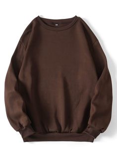 Casual Minimalist Outfit, Chic Fall Fashion, Brown Crewneck, Brown Sweatshirt, Casual Sport, Casual Sportswear, Sports Sweatshirts, Round Neck Sweaters, Fall Fashion Outfits