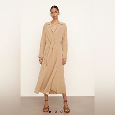 Brand New Wt. The Relaxed, Dropped Shoulders, Slim Waist And Abbreviated Hemline Of Our Wrap Dress Embodies The Silhouette Of The Season: A One-And-Done, Instantly Polished And Utterly Flattering Dress Finished With Jewel-Like Details. Notch Lapel. Button Front Closure. Button Cuffs. Hand Wash Cold. Line Dry And Warm Iron If Needed. Or Dry Clean. 76% Triacetate, 24% Polyester. Imported. Fit Model’s Height Is 5’10”, Bust 32”, Waist 24”, Hips 35”. Model Wears A Size S. Drop Sleeve Dress, Kimono Wrap Dress, Wrap Dress Midi, White Wrap Dress, Fitted Sheath Dress, Tunic Shirt Dress, Asymmetrical Midi Dress, Silk Shirt Dress, Long Sleeve Wrap Dress