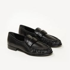 The Vitalia - Black - Soft Calf Leather - M.Gemi Formal Calf Leather Slip-ons For Spring, Spring Calf Leather Loafers With Almond Toe, Modern Business Loafers With Padded Heel, Calf Leather Slip-on Loafers, Spring Calf Leather Slip-on Loafers, Spring Slip-on Calf Leather Loafers, Spring Calf Leather Loafers With Rubber Sole, Modern Spring Loafers With Padded Heel, Spring Formal Calf Leather Slip-ons