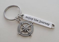 Enjoy the Journey Compass Keychain Graduation Gift Gift for Etsy