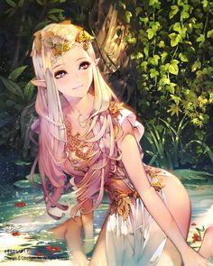 Long Blonde, Anime Princess, Arte Fantasy, 판타지 아트, Long Blonde Hair, Manga Girl, Fantasy Character Design