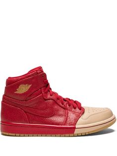 Shop Jordan Air Jordan 1 Ret Hi Prem sneakers All Jordans, Jordan Air, Versace Outfit, Summer Beach Wear, Boots And Sneakers, Ballet Flat Shoes, Pump Sandals, Ski Wear, Gold Leather