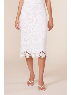 Description Enhance your wardrobe with this white floral lace midi skirt, a sublime choice for various occasions. This elegant white midi skirt for women features a romantic style skirt design with a scalloped hem white lace skirt detail that adds sophistication. It's a breathable lace skirt for summer that also transitions beautifully as a transitional lace skirt for spring and autumn, perfect for maintaining comfort while exuding style. White Lace Skirt, White Midi Skirt, Lace Midi Skirt, White Midi, Skirt For Women, Spring Skirts, Style Skirt, Lace Midi, New Directions